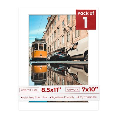 Poster Palooza 8.5x11 Mat Bevel Cut for 7x10 Photos - Acid Free Golf Ball Texture Precut Matboard - For Pictures, Photos, Framing - 4-ply Thickness