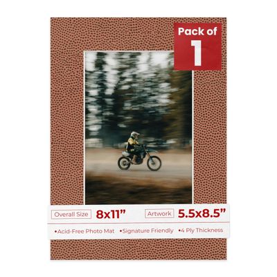 Poster Palooza 8x11 Mat Bevel Cut for 5.5x8.5 Photos - Acid Free Football Texture Precut Matboard - For Pictures, Photos, Framing - 4-ply Thickness