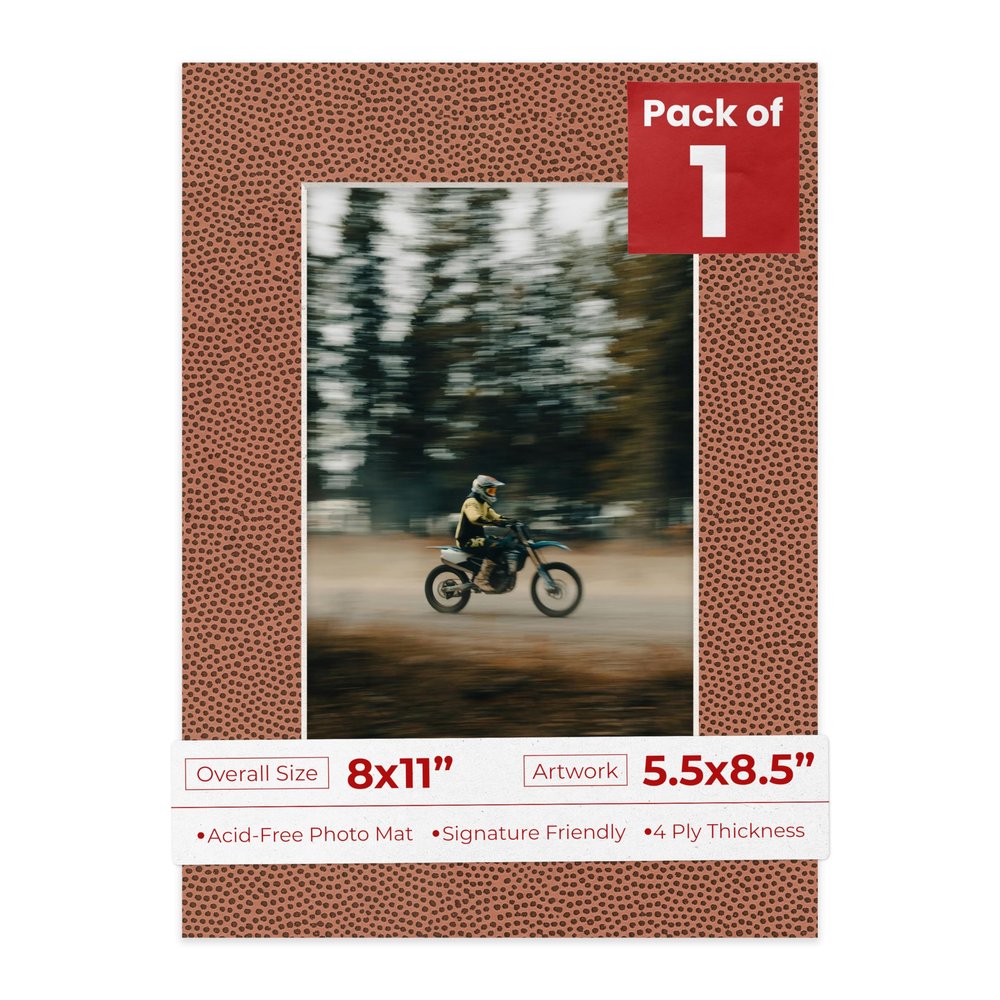 Poster Palooza 8x11 Mat Bevel Cut for 5.5x8.5 Photos - Acid Free Football Texture Precut Matboard - For Pictures, Photos, Framing - 4-ply Thickness