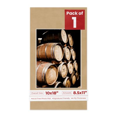 Poster Palooza 10x18 Mat Bevel Cut for 8.5x11 Photos - Acid Free Beige Suede Precut Matboard - For Pictures, Photos, Framing - 4-ply Thickness