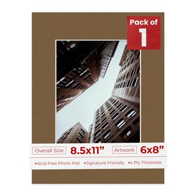 Poster Palooza 8.5x11 Mat Bevel Cut for 6x8 Photos - Acid Free Basketball Texture Precut Matboard - For Pictures, Photos, Framing - 4-ply Thickness