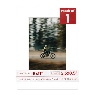 Poster Palooza 8x11 Mat Bevel Cut for 5.5x8.5 Photos - Acid Free Golf Ball Texture Precut Matboard - For Pictures, Photos, Framing - 4-ply Thickness