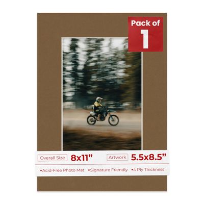 8x11 Mat Bevel Cut for 5.5x8.5 Photos - Acid Free Basketball Texture Precut Matboard With Backing Board and Crystal Clear, Self Seal Photo Mat Bag - For Pictures, Photos, Framing - 4-ply Thickness