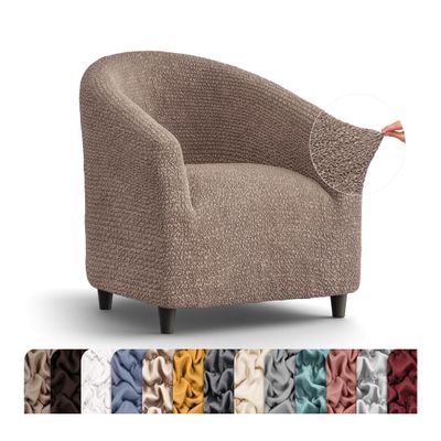 PAULATO BY GA.I.CO. Barrel Chair Slipcover - Armchair Cover - Tub Chair Slipcovers - Club Chairs Cover - 1-Piece Form Fit Stretch Stylish Furniture Protector - Microfibra Collection (Marsala)