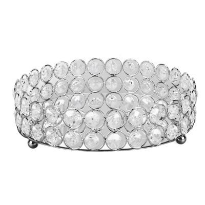 8 Inch Round Vanity Tray Mirrored Crystal Metal Display for Makeup Perfume Jewelry Organizer and Home Decor