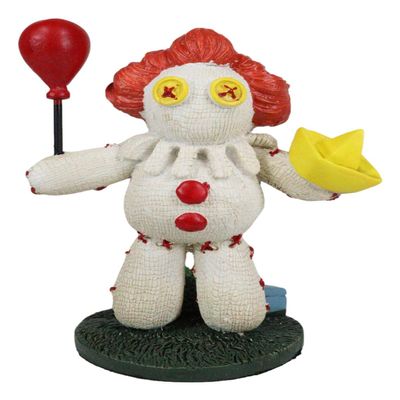 Ebros Day of The Dead Pinheadz Monster with Voodoo Stitches Figurine Halloween Collectible Fantasy Mythical Beings Undead Apocalypse Horror (Pennywise Clown IT with Red Balloon and Ship)