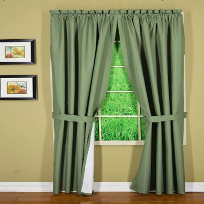 Horizon 3LayerLock True Blackout Thermal 112" Wide Panel Pair with Tieback 4 Piece Set, 84-Inch Length, Sage