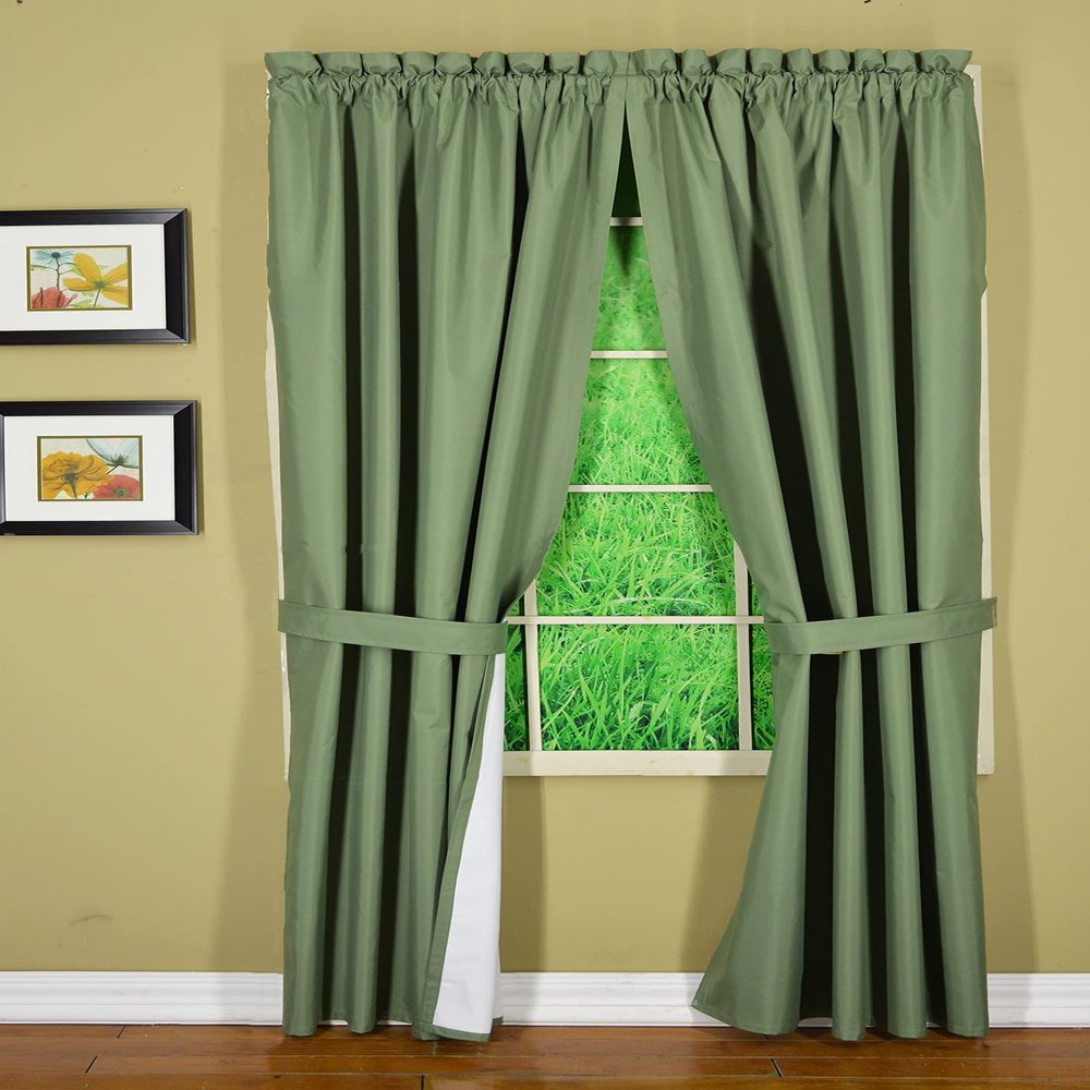 Horizon 3LayerLock True Blackout Thermal 112" Wide Panel Pair with Tieback 4 Piece Set, 84-Inch Length, Sage