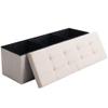 CUYOCA Shoe Storage Ottoman Foldable Seat Footrest Tufted Bench End of Bed Storage with Flipping Lid, 166L Storage Upholstered , Linen Fabric Beige, 45.3 Inches view 1