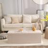 CUYOCA Shoe Storage Ottoman Foldable Seat Footrest Tufted Bench End of Bed Storage with Flipping Lid, 166L Storage Upholstered , Linen Fabric Beige, 45.3 Inches view 2