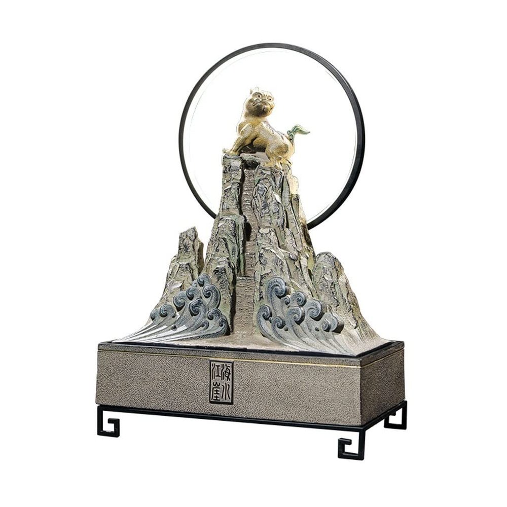 Rocky Falls Indoor Tabletop Water Fountain Desk Fountain Living Room Decoration Desk Fountain Office Lucky Decorative Fountain Indoor Resin Waterfall Fountain Serene Rock Water Feature Indoor Relaxati