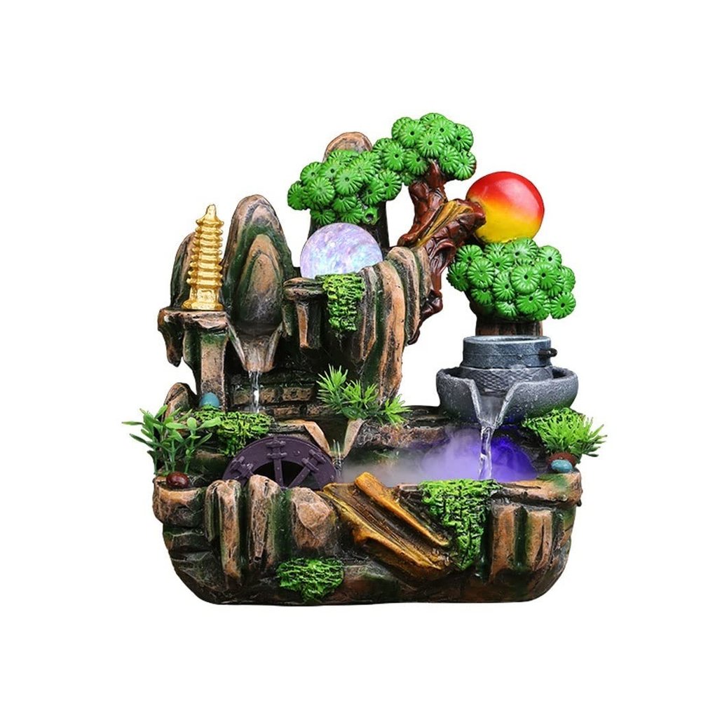 Rocky Falls Indoor Tabletop Water Fountain Tabletop Fountain Indoor Atomized Waterfall Decorative Desktop Fountain Retro Rockery and Flowing Water Desktop Fountain Serene Rock Water Feature Indoor Rel