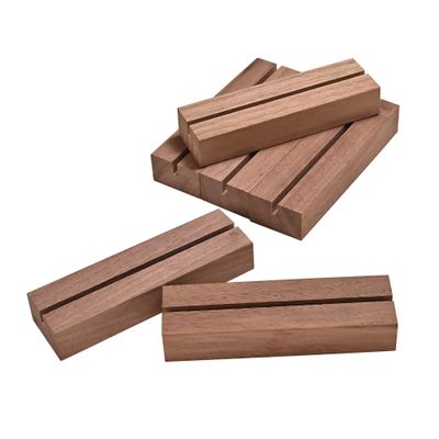WILLOWDALE 6Pcs Walnut Place Card Holders for Table, Acrylic Table Numbers Holders for Wedding Reception, Table Number Holders Picture & Photo Holder Wood Display Stand for Home and Party Decoration