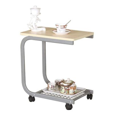 FUFU Mobile Computer Desk Office Wheeled Writing Desk Small Space Workstation -Wood Color