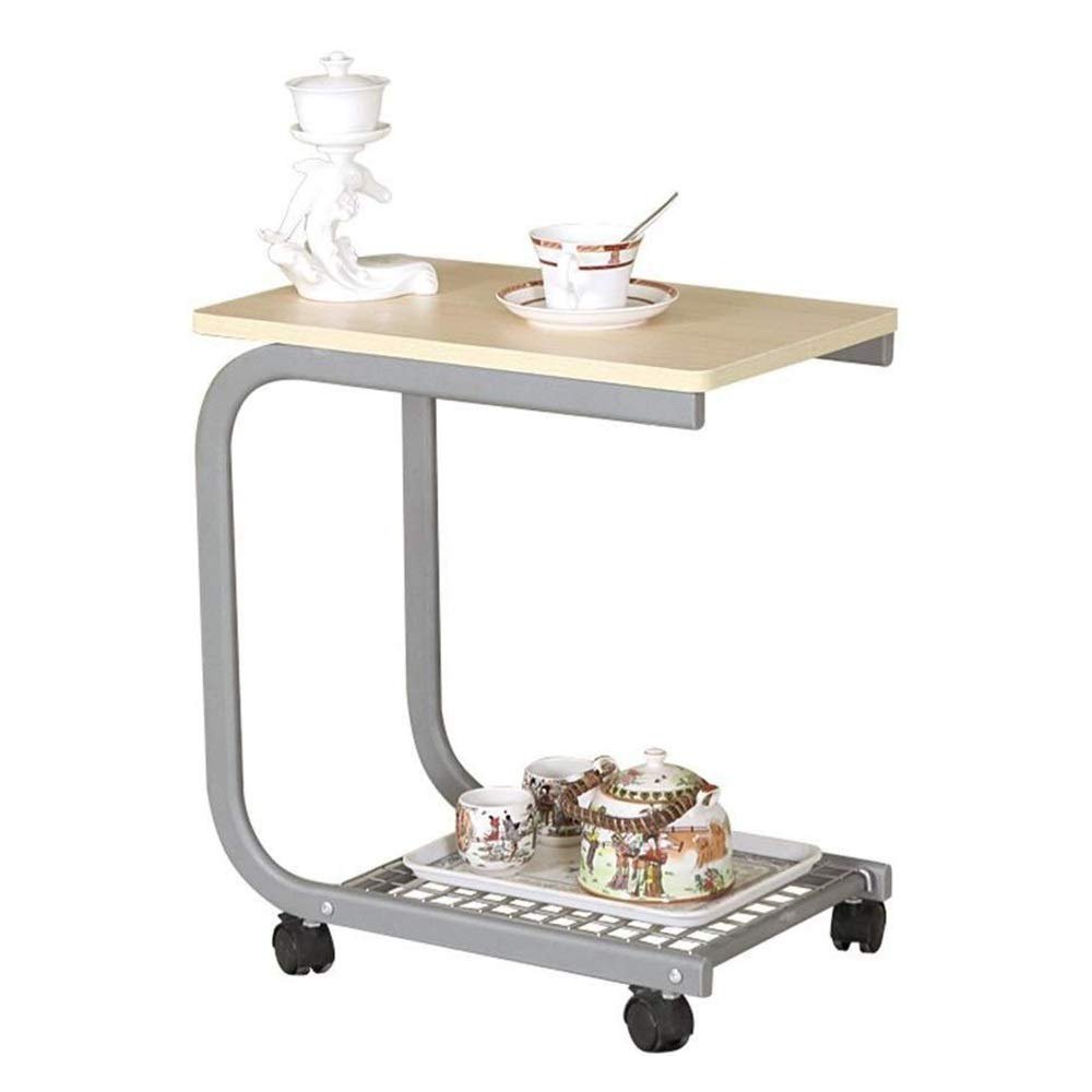 FUFU Mobile Computer Desk Office Wheeled Writing Desk Small Space Workstation -Wood Color