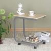 FUFU Mobile Computer Desk Office Wheeled Writing Desk Small Space Workstation -Wood Color view 2