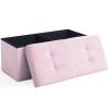 CUYOCA Storage Ottoman Bench Foldable Seat Footrest Shoe Bench End of Bed Storage with Flipping Lid, 75L Storage Space, 30 inches Velvet Pink view 1