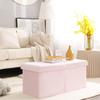 CUYOCA Storage Ottoman Bench Foldable Seat Footrest Shoe Bench End of Bed Storage with Flipping Lid, 75L Storage Space, 30 inches Velvet Pink view 2
