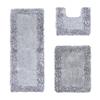 Better Trends Shaggy Border Collection, 3 Piece (20" x 20" | 21" x 34" | 20" x 60") Bathroom Set, Rectangle Rugs, 100% Cotton Silver Bath Mat, Water Absorbent and Non-Slip Doormat view 1