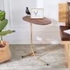 FUFU Iron Oval Side Table, Solid Wood Table Top, Living Room Sofa Table, Bedroom Bedside Table, Waterproof, Rust (Color : A) view 2