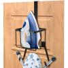 ORLESS Over The Door/Wall Mount Ironing Board Hanger, Laundry Room Iron and Ironing Caddy Board Storage Holder, Black view 2