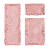 Better Trends 3 Piece Bath Rug Set 100% Cotton Tufted Bathroom Rug Water Absorbent, Non-Slip Washable Runner Mat for Bathroom Floor Decor, Bathtub,Laundry Room Pink Shaggy Border Collection view 1