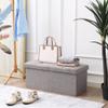 CUYOCA Storage Ottoman Bench Foldable Seat Footrest End of Bed Ottoman with Flipping Lid for Living Room, 75L, 30 inches Linen Fabric Grey view 2