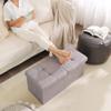 CUYOCA Storage Ottoman Bench Foldable Seat Footrest End of Bed Ottoman with Flipping Lid for Living Room, 75L, 30 inches Linen Fabric Grey view 4