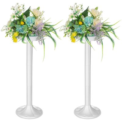 Abaodam 2 Pcs Wedding Flower Stand Roman Pillar, 19.7 Inch White Decorative Columns for Road Lead, Flower Arrangement Centerpiece Stand for Wedding Ceremony Party Event