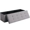 Cuyoca 45.3 Inches Foldable Seat Footrest Shoe Bench End of Bed Storage with Flipping Lid, 166L Upholstered Tufted Bench, Linen Fabric Grey view 1