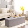 Cuyoca 45.3 Inches Foldable Seat Footrest Shoe Bench End of Bed Storage with Flipping Lid, 166L Upholstered Tufted Bench, Linen Fabric Grey view 2
