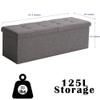 Cuyoca 45.3 Inches Foldable Seat Footrest Shoe Bench End of Bed Storage with Flipping Lid, 166L Upholstered Tufted Bench, Linen Fabric Grey view 3