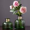 Glass Vase Decorative Vase Decor, American Style Copper Transparent Glass Vase Living Room Dining Table Flower Arrangement Nordic Table Hydroponic Decorations Classic Decorative Vase Set for Home Cent view 3