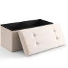 CUYOCA Storage Ottoman Bench Foldable Seat Footrest End of Bed Ottoman with Flipping Lid for Living Room, 75L, 30 inches Linen Fabric Beige view 1