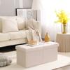 CUYOCA Storage Ottoman Bench Foldable Seat Footrest End of Bed Ottoman with Flipping Lid for Living Room, 75L, 30 inches Linen Fabric Beige view 2