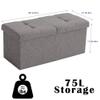CUYOCA Storage Ottoman Bench Foldable Seat Footrest End of Bed Ottoman with Flipping Lid for Living Room, 75L, 30 inches Linen Fabric Beige view 3
