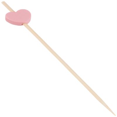 TableCraft 11205 Decorative Picks, Hearts, 1/2" x 1/4" x 4-1/2", Combo Bamboo & Pinewood (Pack of 100)