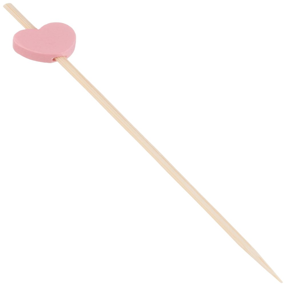 TableCraft 11205 Decorative Picks, Hearts, 1/2" x 1/4" x 4-1/2", Combo Bamboo & Pinewood (Pack of 100)