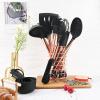 BRIIEC Silicone Cooking Utensil Set with Measuring Cup Spoon, 16 Pcs Non-stick Kitchen Utensil, Heat Resistant Cookware, Silicone Kitchen Tools Gift with Rose Gold Stainless Steel Handle view 2