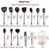 BRIIEC Silicone Cooking Utensil Set with Measuring Cup Spoon, 16 Pcs Non-stick Kitchen Utensil, Heat Resistant Cookware, Silicone Kitchen Tools Gift with Rose Gold Stainless Steel Handle view 3