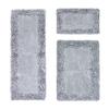 Better Trends Shaggy Border Collection, 3 Piece (17" x 24" | 24" x 40" | 20" x 60") Bathroom Set, Rectangle Rugs, 100% Cotton Silver Bath Mat, Water Absorbent and Non-Slip Doormat view 1
