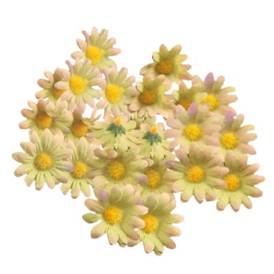 100pcs Mini Artificial Silk Sunflower Heads 1.8" 45mm Fabric Floral Daisy for Home Decoration Wedding Decor, Gerbera Flowers Bride Holding Flowers,Garden Craft Art Decor (Light Green)