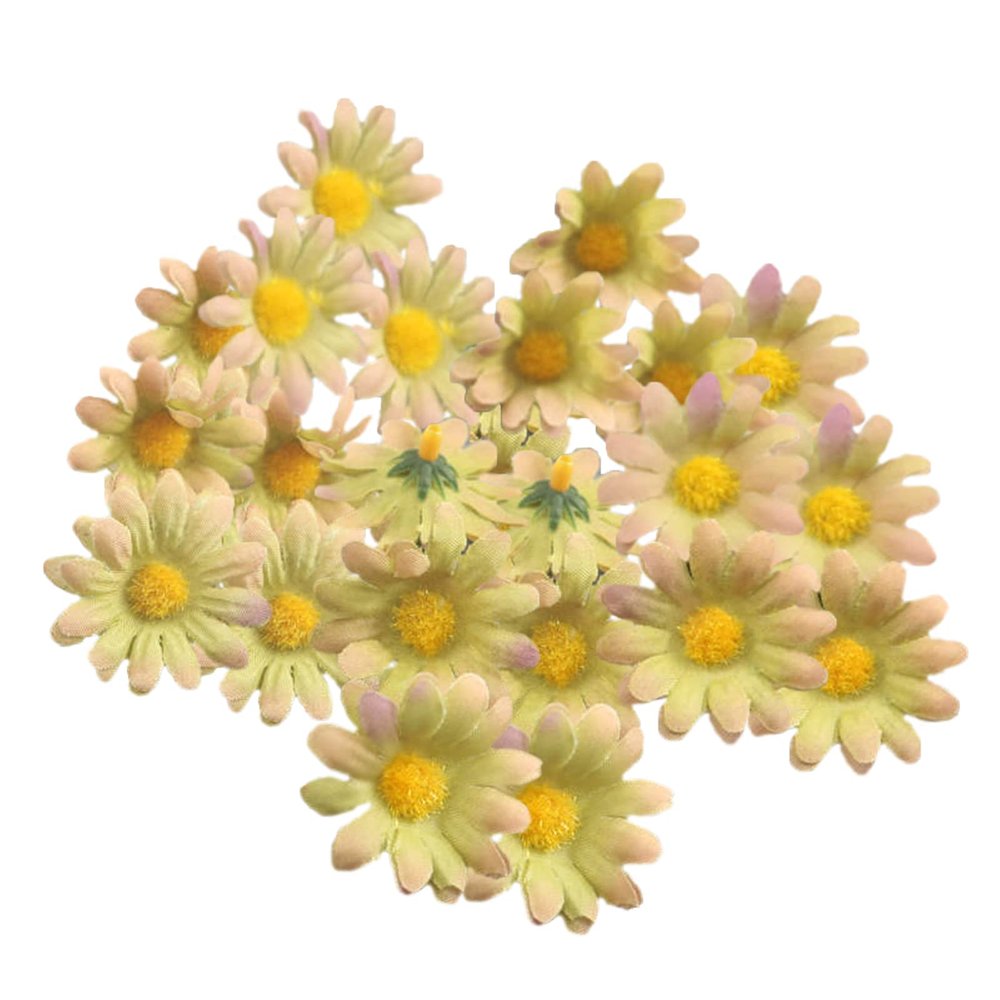 100pcs Mini Artificial Silk Sunflower Heads 1.8" 45mm Fabric Floral Daisy for Home Decoration Wedding Decor, Gerbera Flowers Bride Holding Flowers,Garden Craft Art Decor (Light Green)