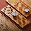 Bamboo Tea Tray Rattan Mat, Japanese Zen Style Solid Wood Household Long Tea Tray, Hotel Accessories, Without Tea Set (Size : Tea tray with two pads) view 2