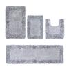 Better Trends Shaggy Border Collection, 4 Piece (17" x 24" | 20" x 20" | 21" x 34" | 20" x 60") Bathroom Set, Rectangle Rugs, 100% Cotton Silver Bath Mat, Water Absorbent and Non-Slip Doormat view 1