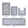 Better Trends Shaggy Border Collection, 4 Piece (17" x 24" | 20" x 20" | 21" x 34" | 20" x 60") Bathroom Set, Rectangle Rugs, 100% Cotton Silver Bath Mat, Water Absorbent and Non-Slip Doormat view 2