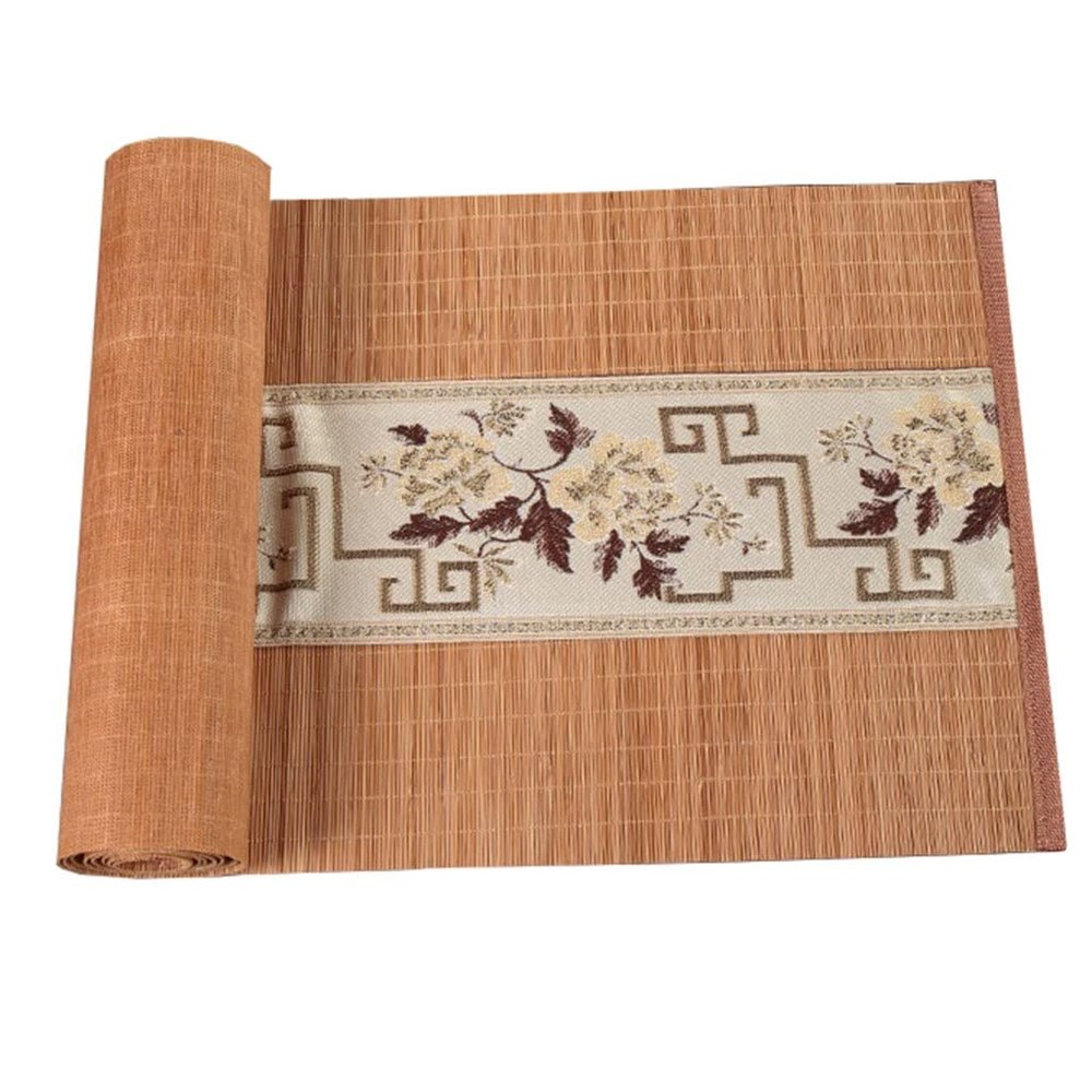1pcs Bamboo Mat Tea Tray Mat, Chinese Tea Ceremony Tea Table Setting Supplies Tea Set Mat, Zen Table Flag (Color : Beige cloth, Size : 30x120cm)