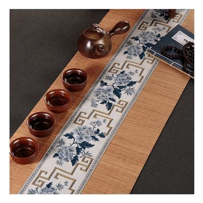 1pcs Natural Bamboo Table Runner Handmade Vintage Tea Cup Mat Placemat Japanese Table Flag Home Cafe Restaurant Decoration Coasters (Color : C, Size : 30x120cm)