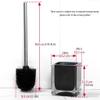 Toilet Brush Toilet Brush and Holder SetGlass Square Dome Toilet Bowl BrushDecorativeFreestandingHeavy Duty Cleaning Toilet Scrub Brush Upgraded (Color : Black) view 2