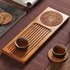 Bamboo Tea Tray Rattan Mat, Japanese Zen Style Solid Wood Household Long Tea Tray, Hotel Accessories, Without Tea Set (Size : Tea tray with rattan mat) view 4